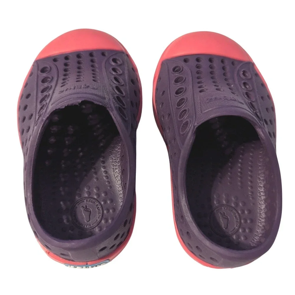 Native Jefferson Little Kids C4 Purple Pink Perforated EVA Slip-On Water Shoes